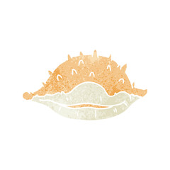 retro cartoon doodle of a sea shell