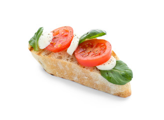 Fresh tasty bruschetta on white background