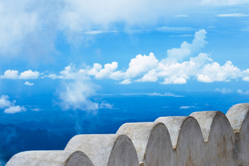 White fence against cloudy sky at Lipton seat at hills