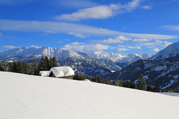Stadel - Allgäu - Alpen - Winter - Schnee - malerisch