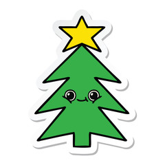 sticker of a cute cartoon christmas tree