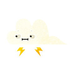 retro illustration style cartoon thunder cloud