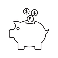 Line icon piggy bank isolated on white background. Vector illustration.