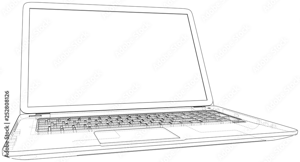 Canvas Prints vector outline of laptop computer. created illustration of 3d