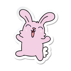 sticker of a quirky hand drawn cartoon rabbit