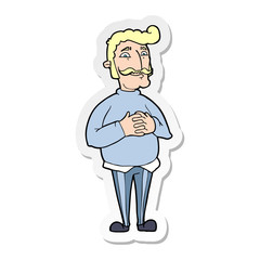 sticker of a cartoon mustache man