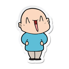 Obraz premium sticker of a happy cartoon bald man