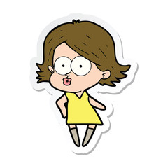 sticker of a cartoon girl pouting