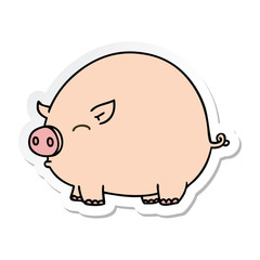 sticker of a quirky hand drawn cartoon pig