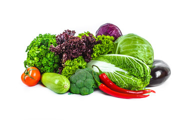 Fresh vegetables isolated on a white background.