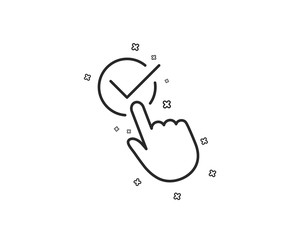 Checkbox line icon. Accepted or confirmed sign. Approve symbol. Geometric shapes. Random cross elements. Linear Checkbox icon design. Vector