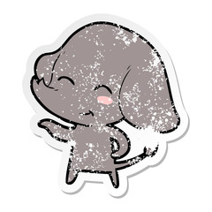 distressed sticker of a cute cartoon elephant