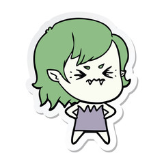 sticker of a annoyed cartoon vampire girl
