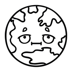 line drawing cartoon planet earth