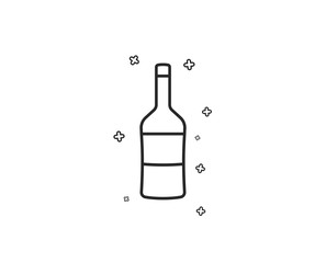 Wine bottle line icon. Merlot or Cabernet Sauvignon sign. Geometric shapes. Random cross elements. Linear Wine icon design. Vector
