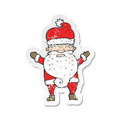 retro distressed sticker of a cartoon grumpy santa
