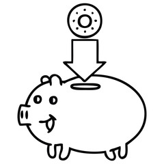 line drawing cartoon piggy bank