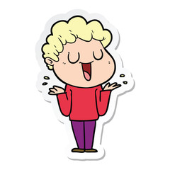 sticker of a laughing cartoon man