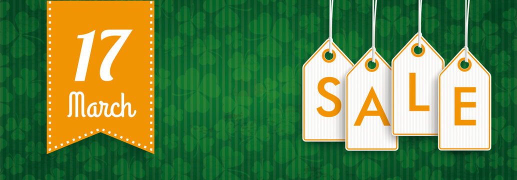 Header Shamrocks 17 March Orange Price Stickers Sale