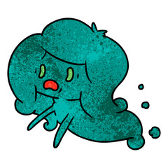 textured cartoon of kawaii scary ghost