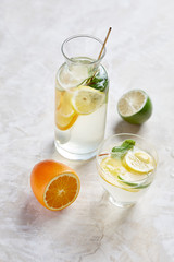 Fototapeta premium fresh drink with ice and lemon