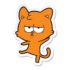 sticker of a bored cartoon cat