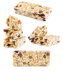 Oat Granola cereal bars isolated