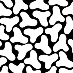 Flat geometric liquid seamless pattern background. Liquid spots black color on white background