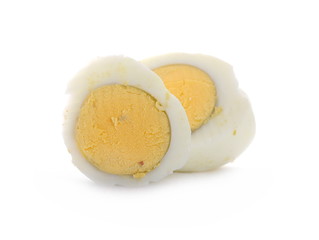 Boiled and sliced egg isolated on white background