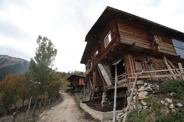 amazing village landscapes and wooden houses.savsat/artvin/turkey