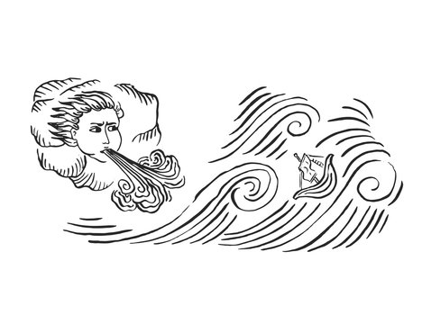 Medieval art sea storm