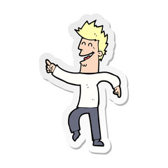 sticker of a cartoon man pointing and laughing