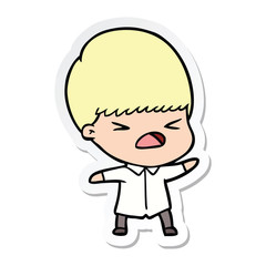 sticker of a cartoon stressed man