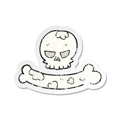 retro distressed sticker of a cartoon skull and bone symbol