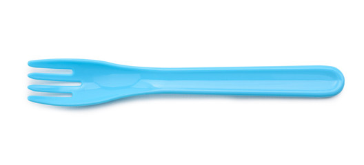 Blue fork on white background
