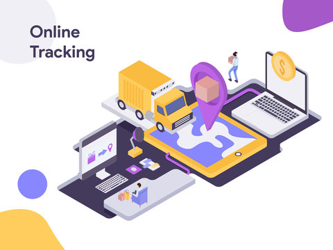 Online Delivery Tracking Isometric Illustration. Modern flat design style for website and mobile website.Vector illustration