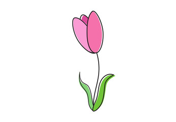 flat icon on white background tulip blooms . 8 March . Women's spring day.
