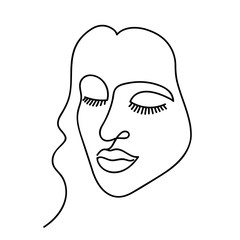 Abstract vector face one line drawing. Portrait woman minimalist style. Isolated on white background.