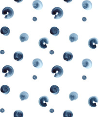 Abstract indigo watercolor circle paint spots seamless pattern