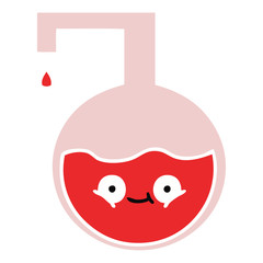 flat color retro cartoon science experiment