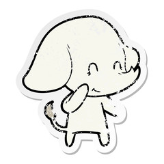 distressed sticker of a cute cartoon elephant