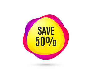 Save 50% off. Sale Discount offer price sign. Special offer symbol. Gradient sales tag. Abstract shopping banner. Template for design. Vector