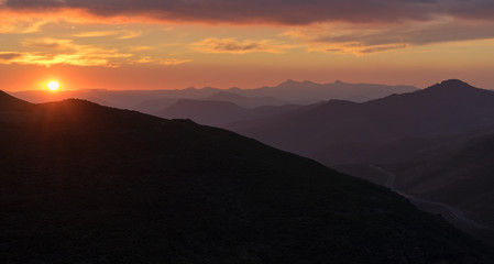 Spectacular Sunset of the Maluti Mountains in the Kingdom of Lesotho