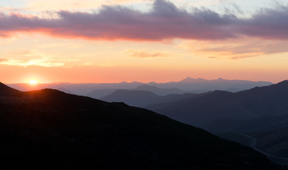 Spectacular Sunset of the Maluti Mountains in the Kingdom of Lesotho
