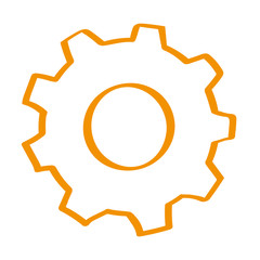 Handgezeichnetes Zahnrad in orange