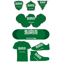 Set with the image of the flag of Saudi Arabia. Vector.