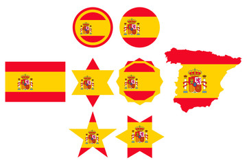 Set with the image of the flag of Spain. Vector.
