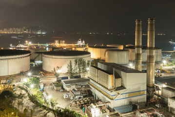 Fototapeta na wymiar Power plant in Hong Kong at night