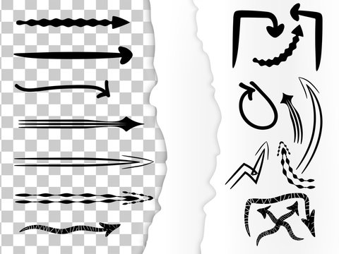 Vector Hand Drawn Doodle Arrows Brush Torn Paper 