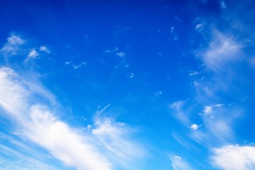 Naklejka na ściany i meble Blue sky with cirro cumulus white clouds. Sky background